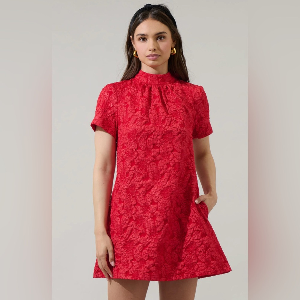 Sugarlips Vibrant Red Textured Mini Dress